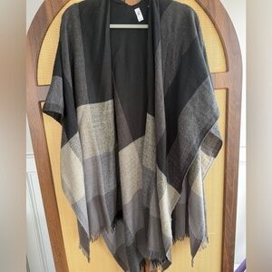Nordstrom Black and Gray Plaid Cape/Poncho/Shawl